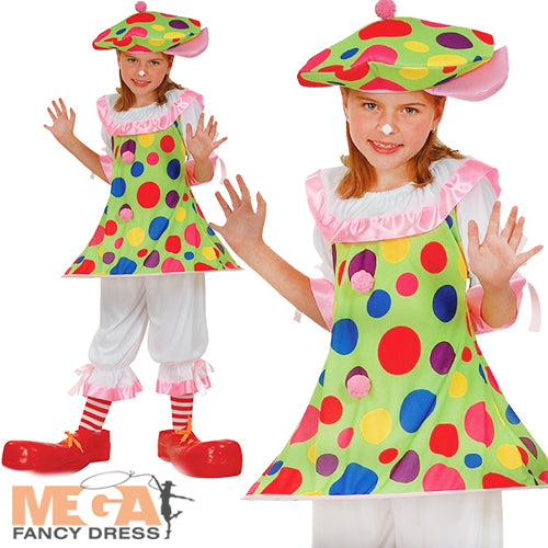 Girls Circus Clown Halloween Fancy Dress Costume