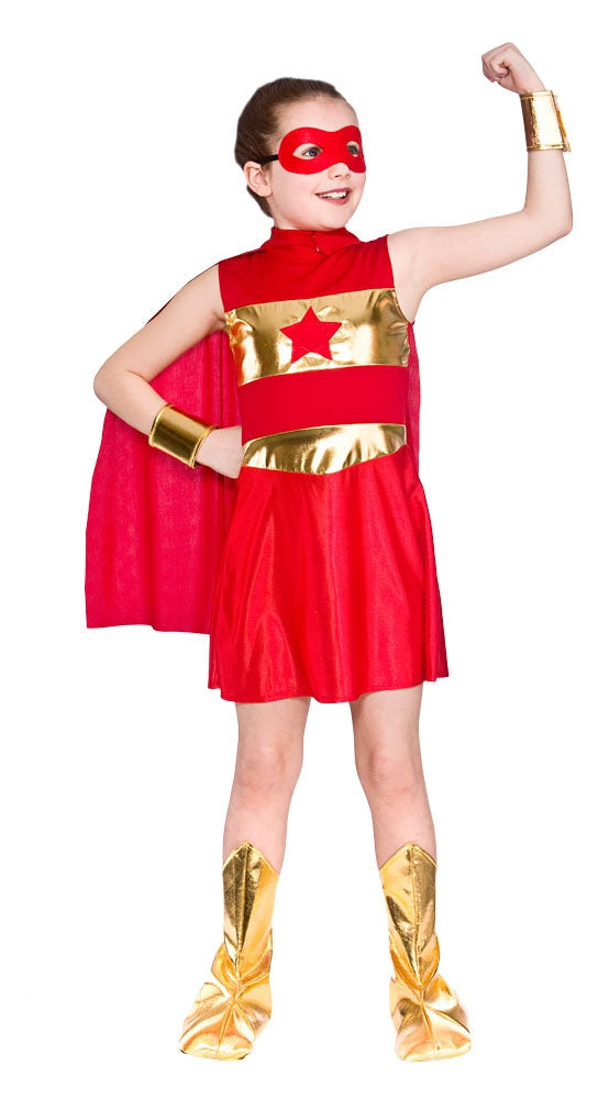 Girls Comic Red Superhero World Book Day Costume
