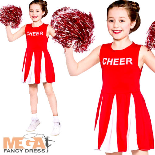 Girls Red Cheerleader School Days Musical Costume