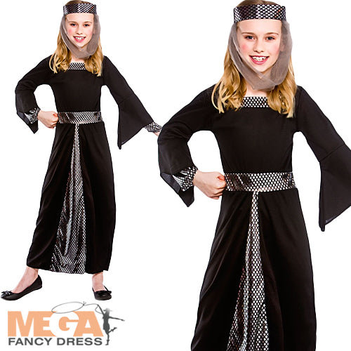 Girls Medieval Damsel Fancy Dress Fairytale Story Book Week Costume