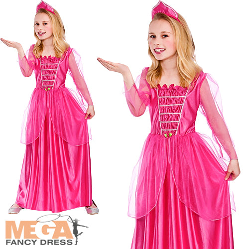 Pink Darling Princess Kids Fancy Dress Royalty Fairytale Costume