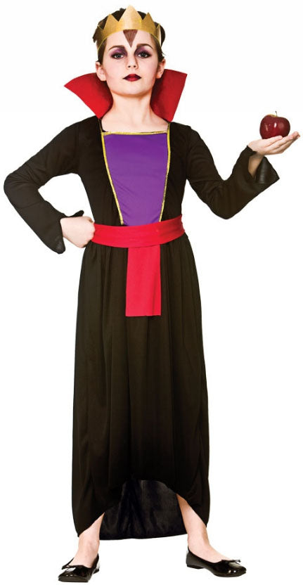Girls Fairytale Villain Halloween Wicked Queen Fancy Dress Costume