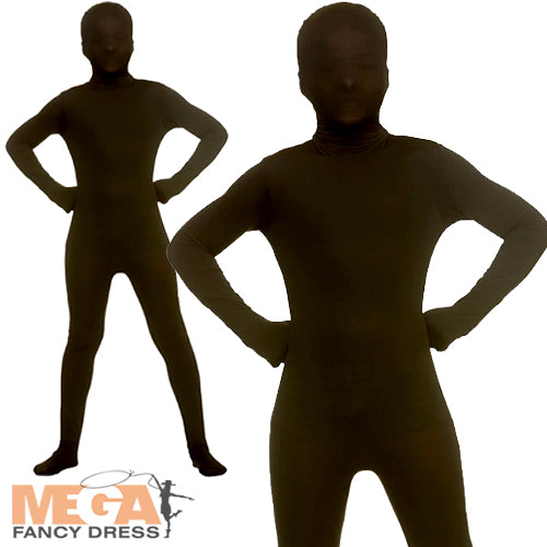 Kids Black Skinz Halloween Fancy Dress Skinsuit