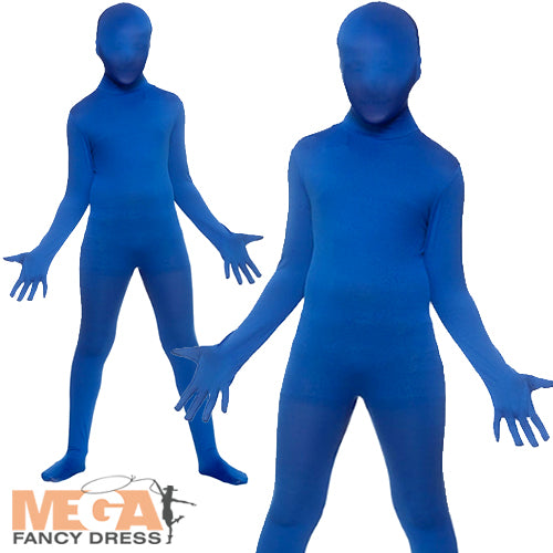 Kids Blue Skinz Full Body Fancy Dress Skinsuit
