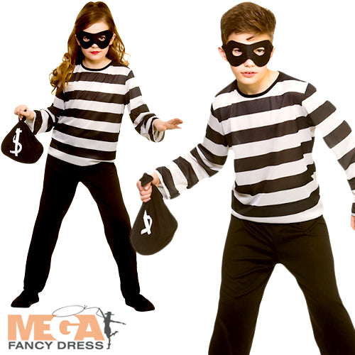 Kids Prisoner Sneaky Robber Fancy Dress Costume