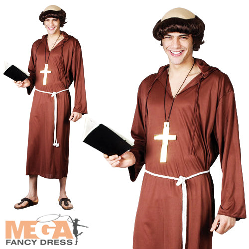 Men's Monk of the Abbey Robe Fancy Dress Medieval Priest Friar Tuck Costume