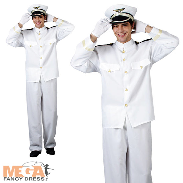 Men's Naval Officer Navy Sailor Captain Costume with Hat