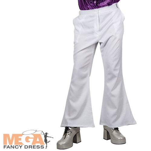 Men's White 60s 70s Groovy Disco Hippie Flares Costume