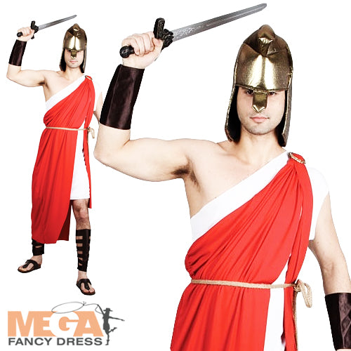 Men's Spartan Warrior Greek Grecian Roman Historical Fancy Dress Costume