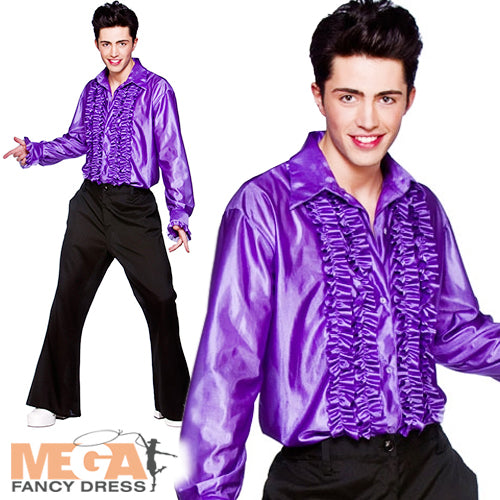 Men's Disco Ruffle Shirt 70s Saturday Night Fever Costume