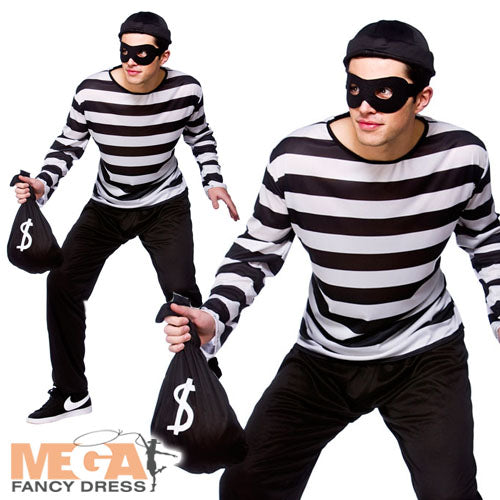 Men's Burglar Cops & Robbers Fancy Dress Costume