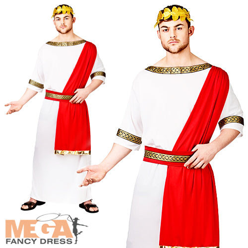 Mens Roman Emperor Toga Fancy Dress Grecian Historical Costume
