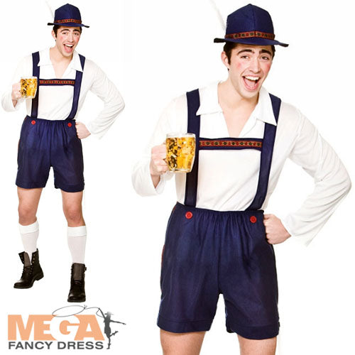 Mens Bavarian Beer Guy Oktoberfest German Lederhosen Costume