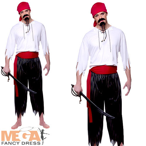 Mens Pirate Shipmate Fancy Dress Buccaneer World Book Day Costume