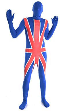 Mens Ladies Union Jack Flag Skins Suit Fancy Dress United Kingdom Costume