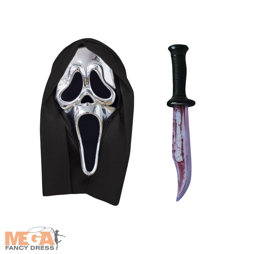 GhostFace Scream Silver Chrome Halloween Horror Mask