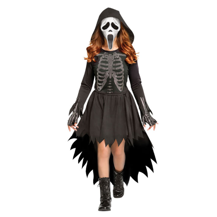 Girls GhostFace Scream Halloween Kids Fancy Dress Costume