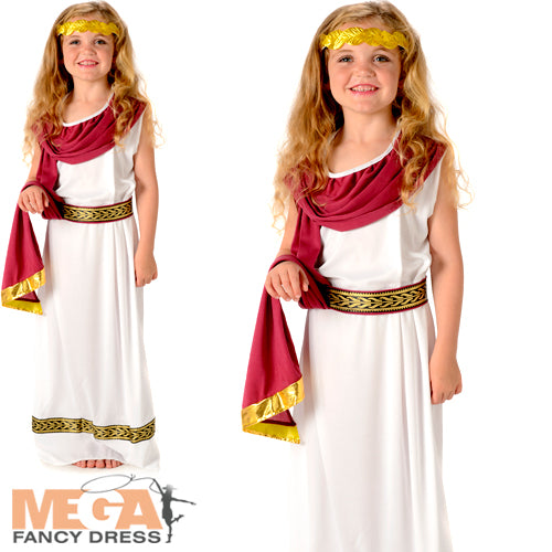 Girls Imperial Roman Empress Fancy Dress Kids Costume