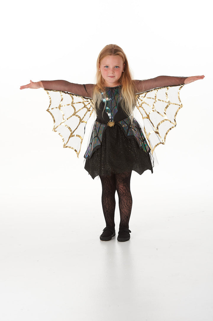 Girls Shimmering Spider Halloween Fancy Dress Costume