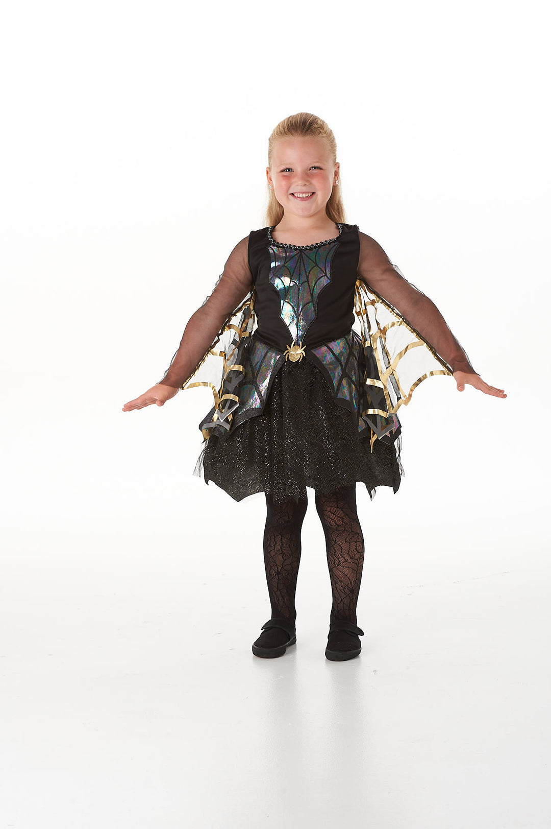 Girls Shimmering Spider Halloween Fancy Dress Costume