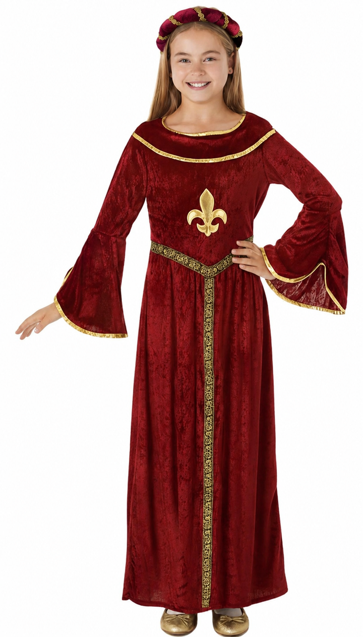 Red Tudor Girl Kids Historical Book Day Fancy Dress Costume