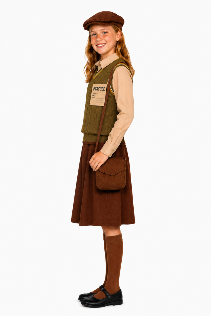 Girls Evacuee 1940s Historical Kids Fancy Dress costume