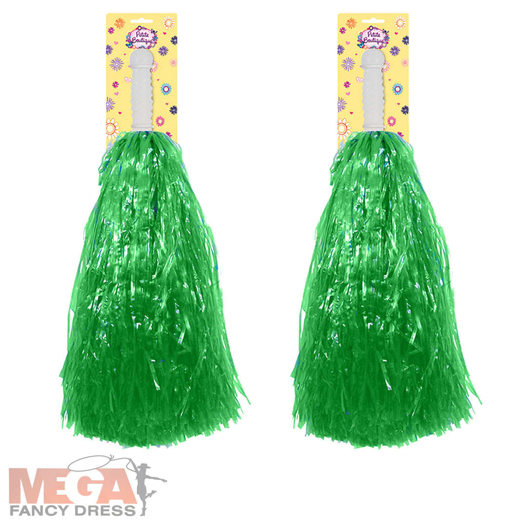 2 x Green Pom Poms