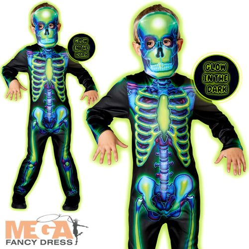 Neon Skeleton Glow-in-the-Dark Kids Costume