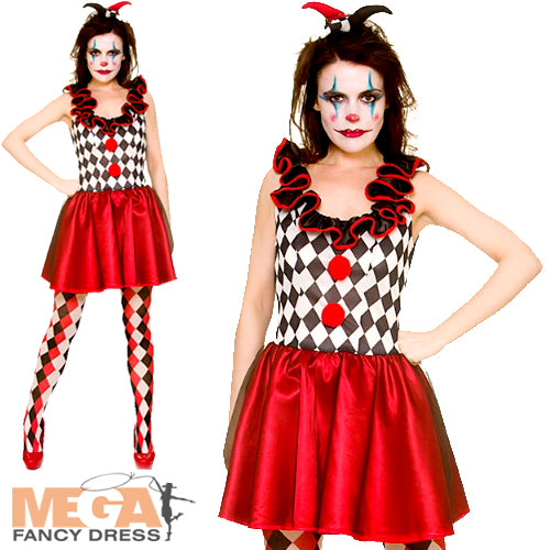 Ladies Medieval Halloween Harlequin Jester Costume