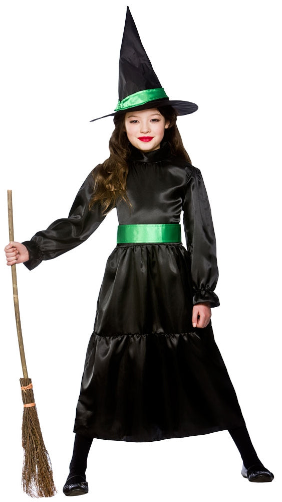 Girls Wicked Witches Spooky Halloween Witch Costume + Hat