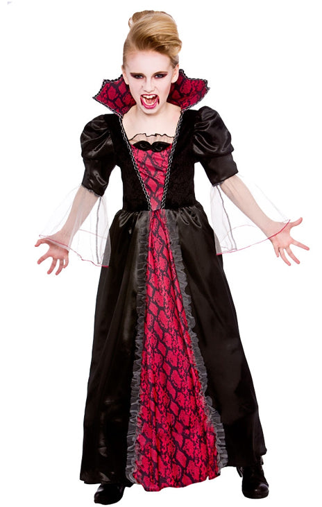 Girls Victorian Vampire Fancy Dress Halloween Costume