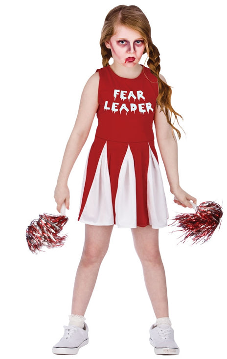 Girls Fear Leader Zombie Cheerleader Halloween Costume