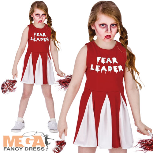 Girls Fear Leader Zombie Cheerleader Halloween Costume