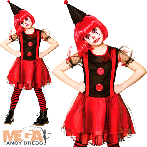 Girls Freaky Clown Halloween Circus Costume
