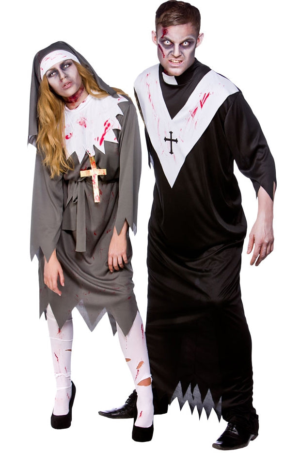 Zombie Priest and Nun Couples Costume