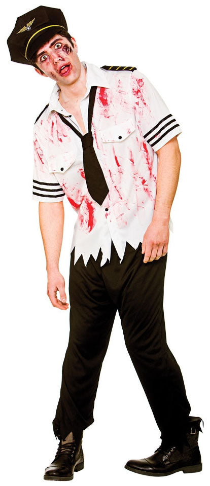 Mens Zombie Airline Pilot Halloween Costume