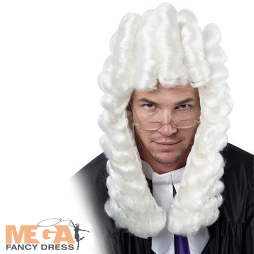 Judge White Wig Barristers Lawyer Court Fancy Dress Costume Accessory Unisex
