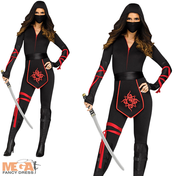 Ladies Sexy Ninja Warrior Adults Halloween Fancy Dress Costume