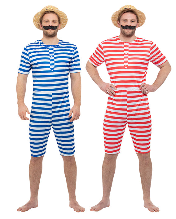 Mens 1920s Bathing Suit Fancy Dress Costumes With Hat