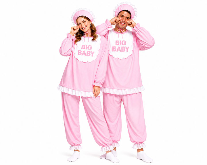 Pink Adult Baby Costume Novelty Fancy Dress Halloween Outfit
