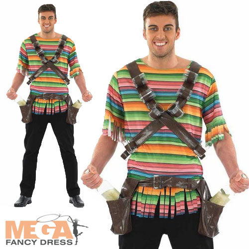 Mens Mad Mexican with Glasses Western Cowboys & Indians Fancy Dress Costume