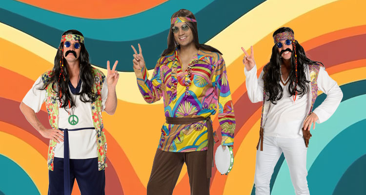 Shop Men s Hippie Costumes Psychedelic Outfits Mega Fancy Dress Mega Fancy Dress UK