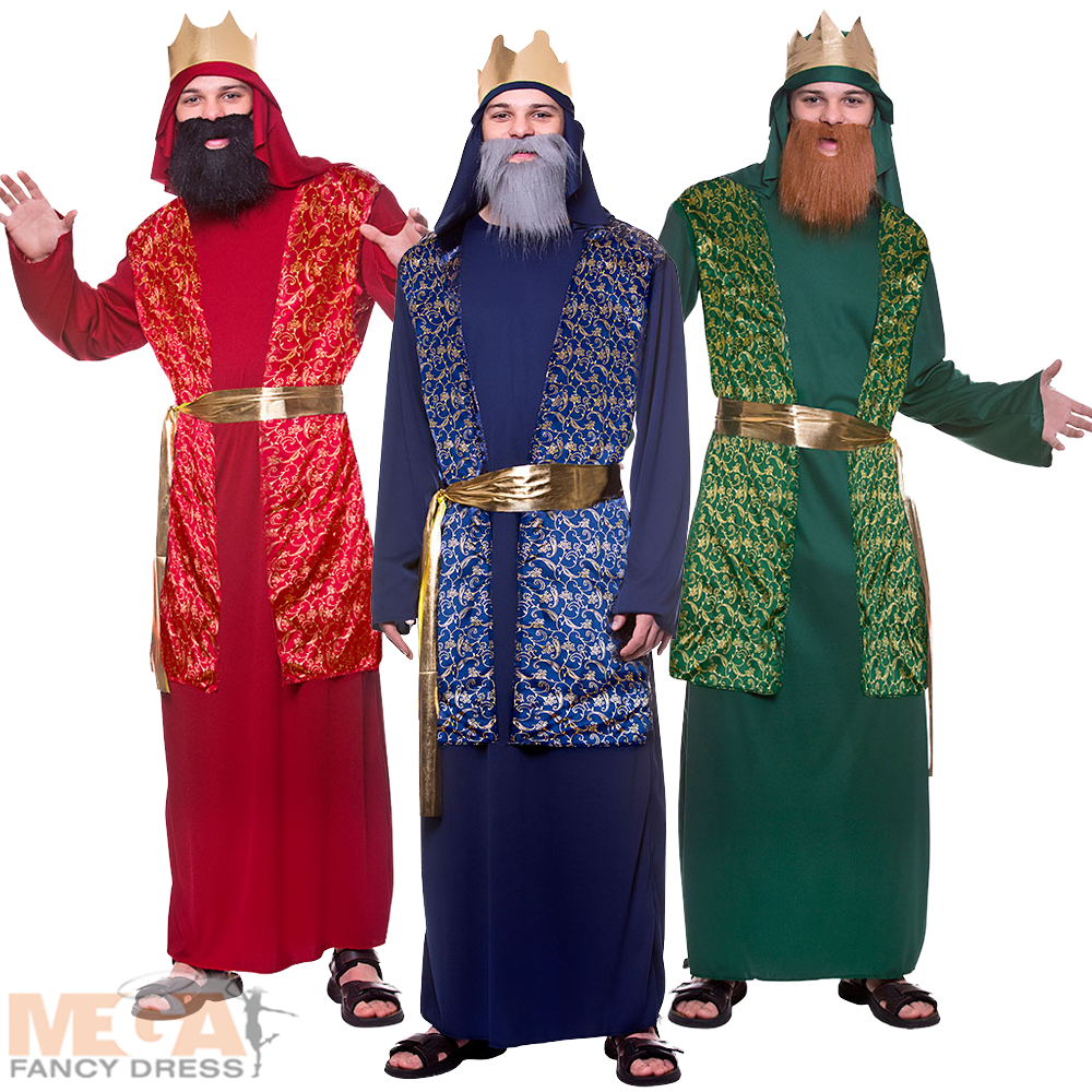 3 Pack Adults 3 Wise Man Nativity Christmas Fancy Dress Costumes
