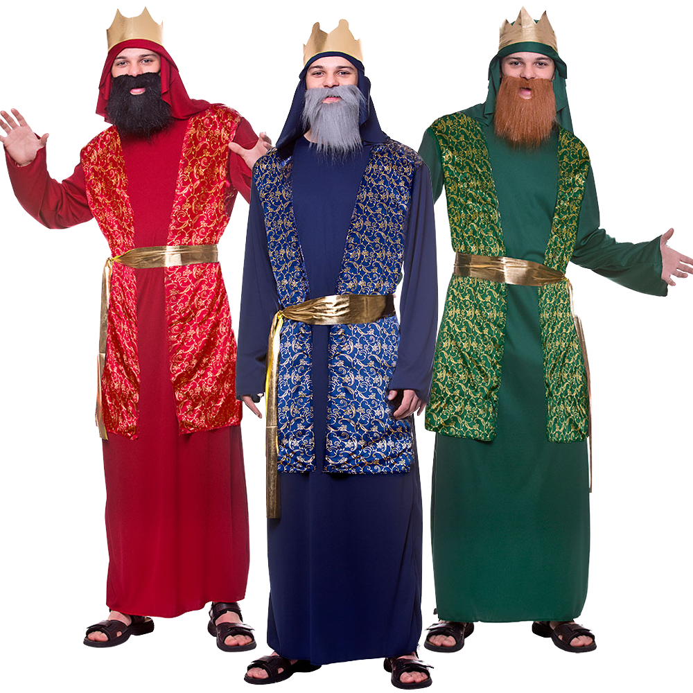 3 Pack Adults 3 Wise Man Nativity Christmas Fancy Dress Costumes
