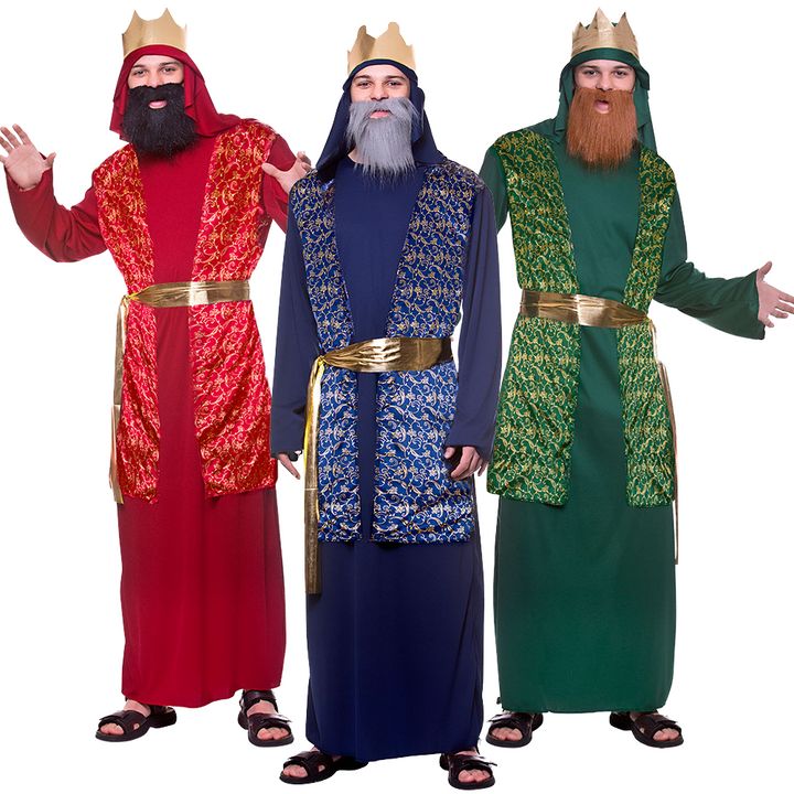 3 Pack Adults 3 Wise Man Nativity Christmas Fancy Dress Costumes