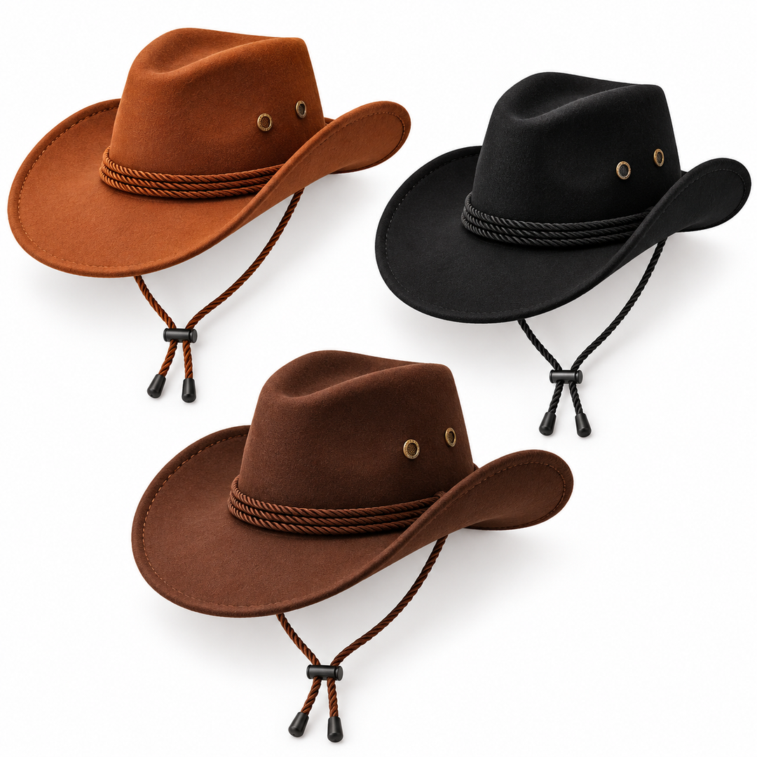 Adults Cowboy Hats 3 Pack Bundlle