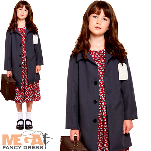 Evacuee Girl Kids Historical Wartime Costume