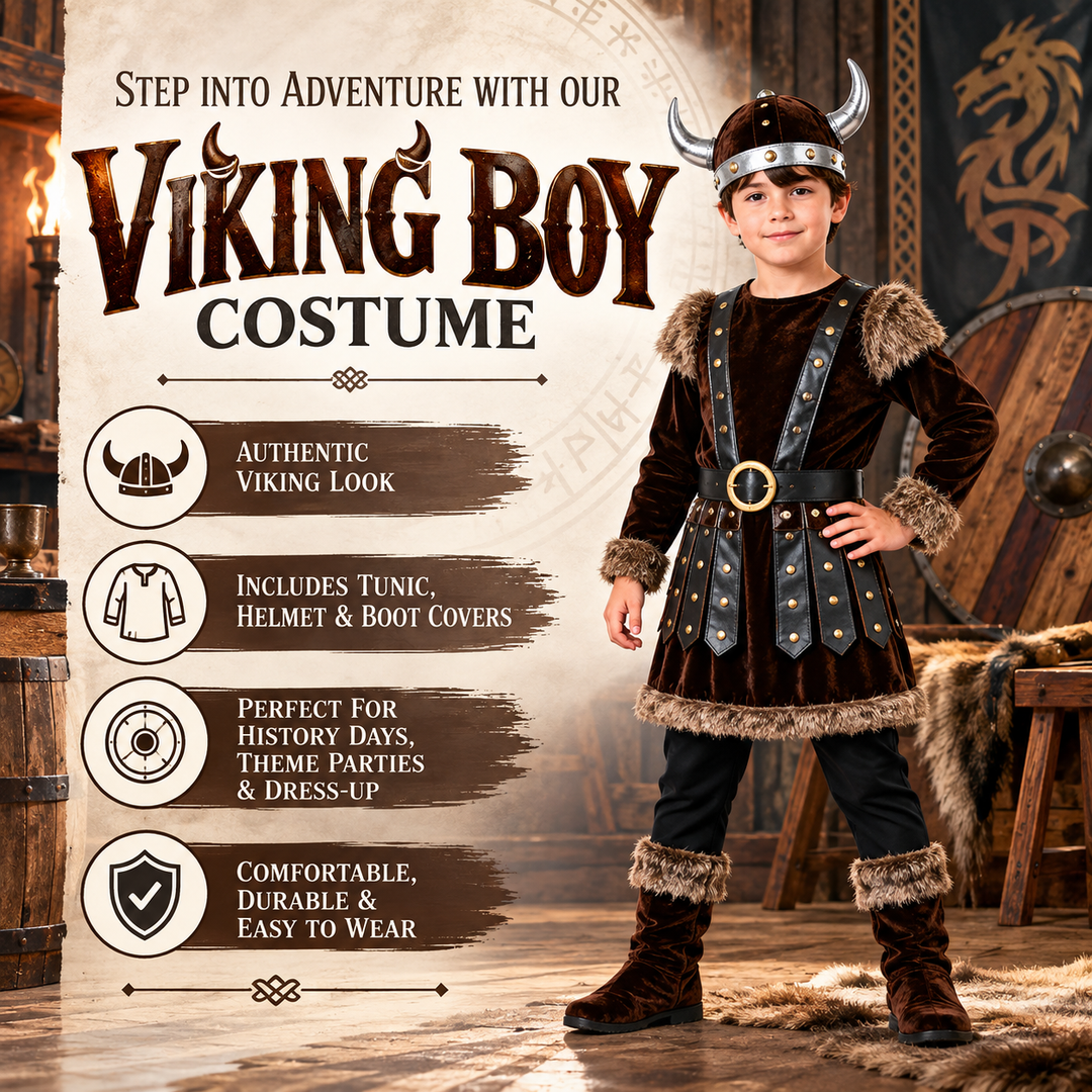 Boys Deluxe Viking Warrior Fancy Dress Costume