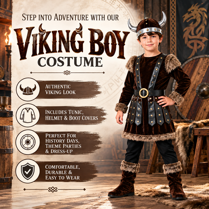 Boys Deluxe Viking Warrior Fancy Dress Costume