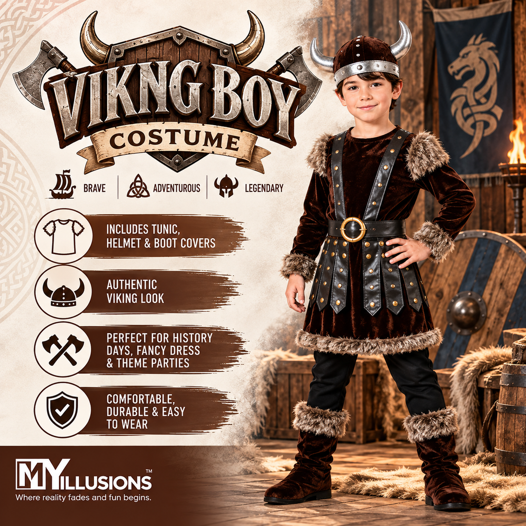 Boys Deluxe Viking Warrior Fancy Dress Costume
